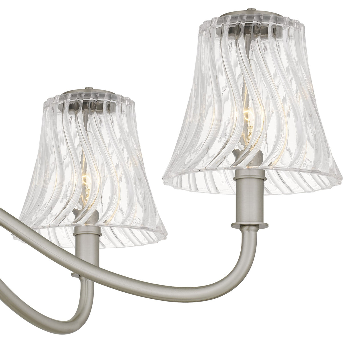 Quoizel McKinney 30in 5-Light Chandelier | Traditional Brushed Nickel and Clear Swirl Glass | Dining Room & Foyer | Model MCK5030BN