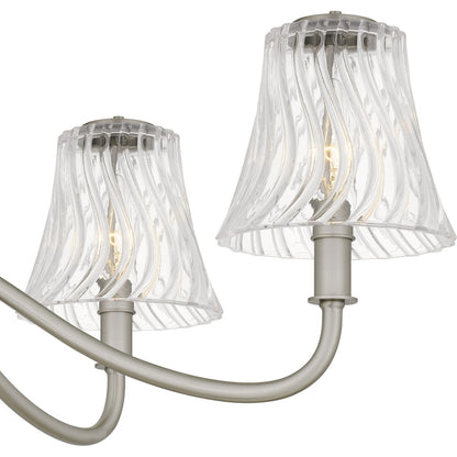 Quoizel McKinney 30in 5-Light Chandelier | Traditional Brushed Nickel and Clear Swirl Glass | Dining Room & Foyer | Model MCK5030BN