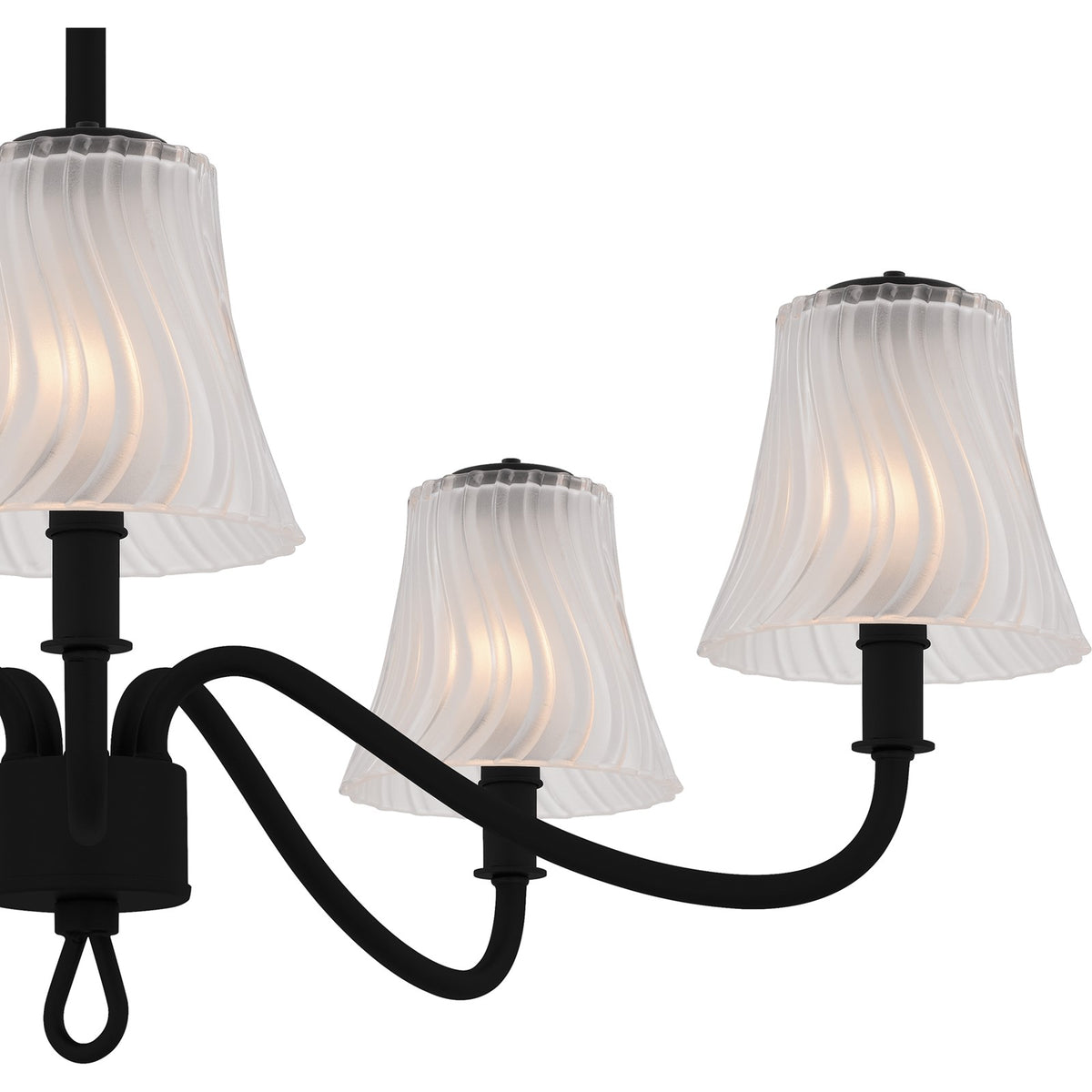Quoizel McKinney 30in 5-Light Chandelier | Traditional Matte Black and Etched Swirl Glass | Dining Room & Foyer | Model MCK5030MBK