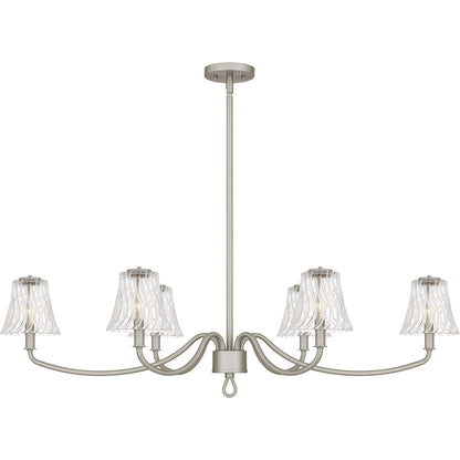Quoizel McKinney 44in 6-Light Island Chandelier | Traditional Brushed Nickel and Clear Swirl Glass | Kitchen Island & Dining Room | Model MCK644BN