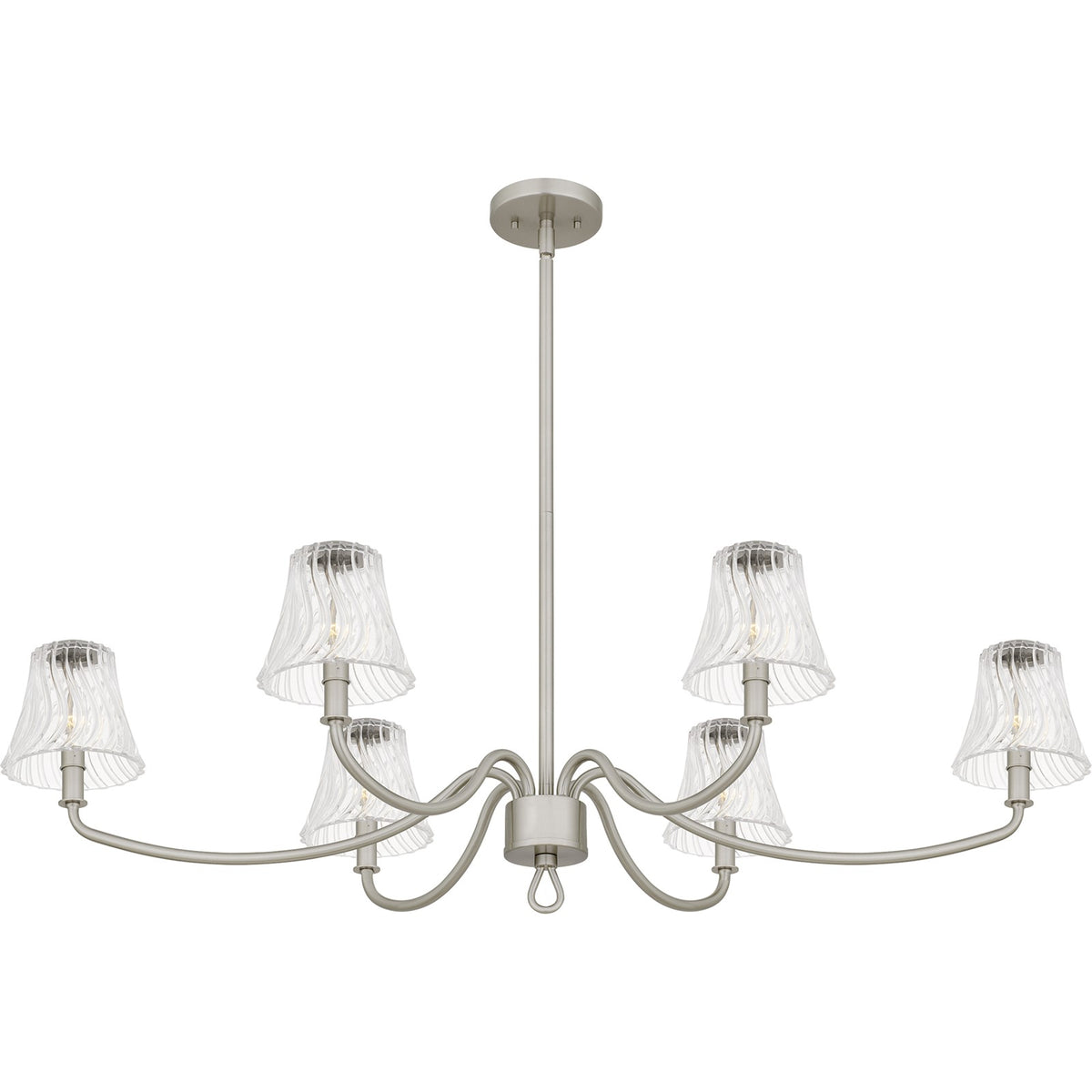 Quoizel McKinney 44in 6-Light Island Chandelier | Traditional Brushed Nickel and Clear Swirl Glass | Kitchen Island & Dining Room | Model MCK644BN