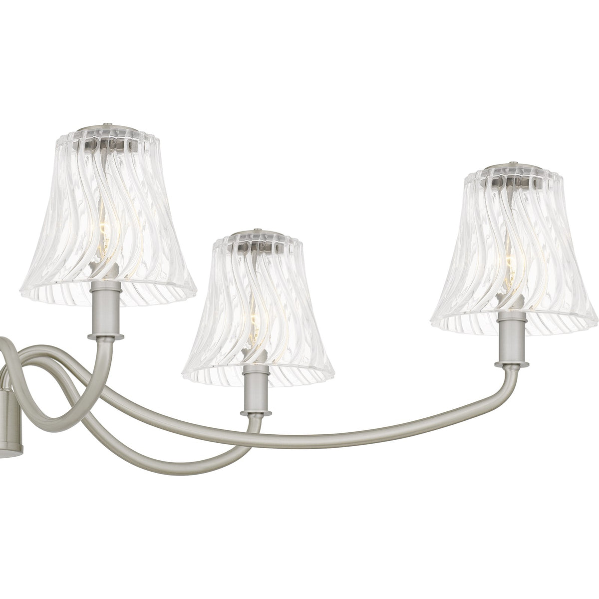 Quoizel McKinney 44in 6-Light Island Chandelier | Traditional Brushed Nickel and Clear Swirl Glass | Kitchen Island & Dining Room | Model MCK644BN