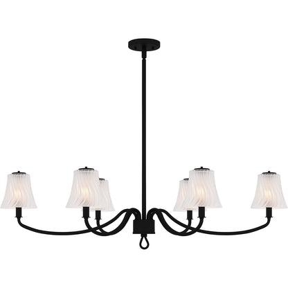 Quoizel McKinney 44in 6-Light Island Chandelier | Traditional Matte Black and Etched Swirl Glass | Kitchen Island & Dining Room | Model MCK644MBK