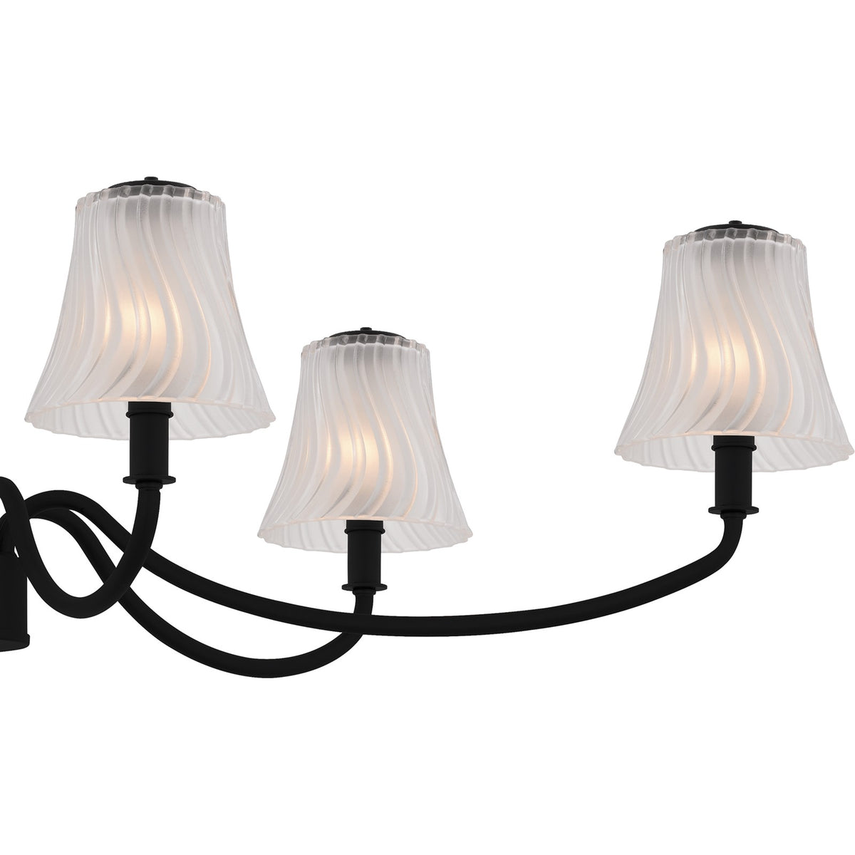 Quoizel McKinney 44in 6-Light Island Chandelier | Traditional Matte Black and Etched Swirl Glass | Kitchen Island & Dining Room | Model MCK644MBK