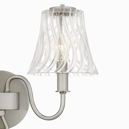 Quoizel McKinney 15in 2-Light Vanity Light | Traditional Brushed Nickel and Clear Swirl Glass | Bathroom Vanity | Model MCK8615BN