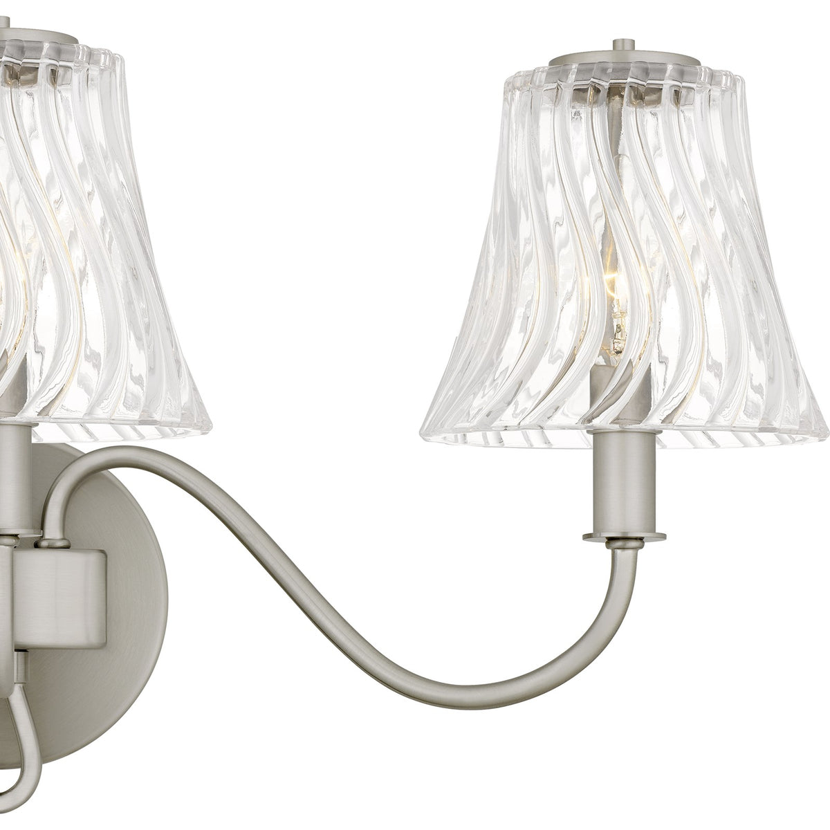 Quoizel McKinney 23in 3-Light Vanity Light | Traditional Brushed Nickel and Clear Swirl Glass | Bathroom Vanity | 23 x 8.75 x 11 in | Model MCK8623BN