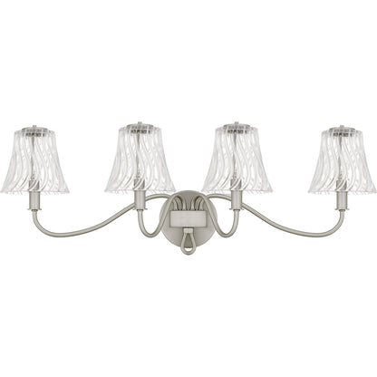 Quoizel McKinney 31in 4-Light Vanity Light | Traditional Brushed Nickel and Clear Swirl Glass | Bathroom Vanity | 31 x 8.75 x 11 in | Model MCK8631BN
