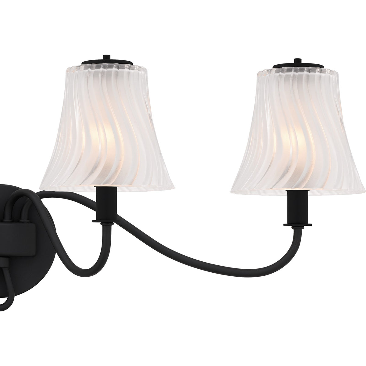 Quoizel McKinney 31in 4-Light Vanity Light | Traditional Matte Black and Clear Swirl Glass | Bathroom Vanity | 31 x 8.75 x 11 in | Model MCK8631MBK