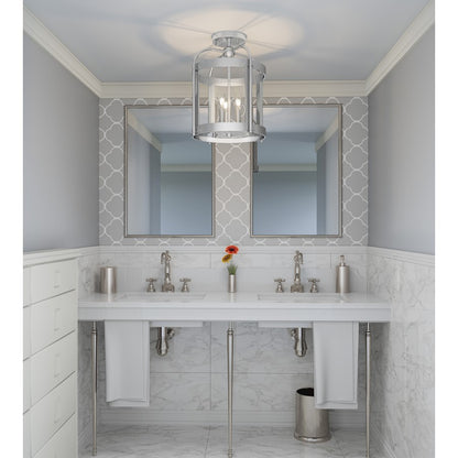 Quoizel McPherson 3 Light Semi-Flush Mount, Polished Nickel/Clear