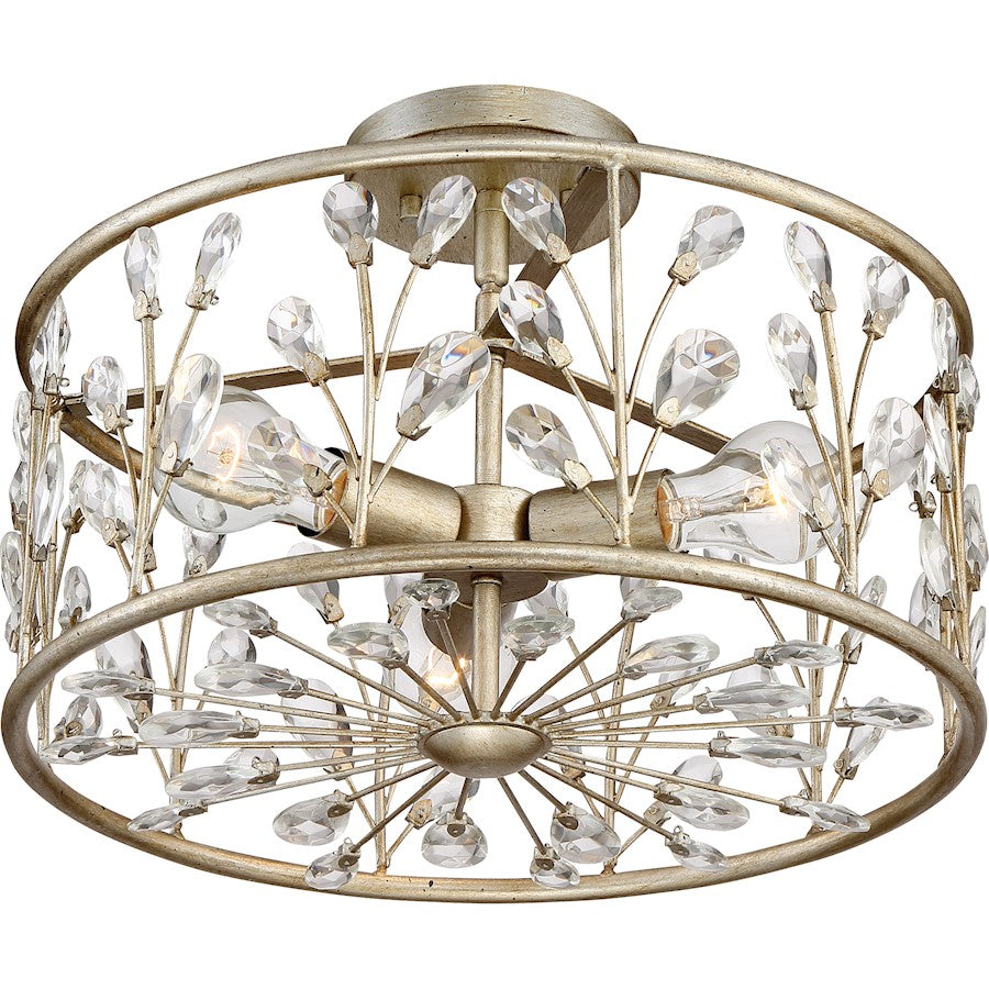 Quoizel 3 Light Meadow Lane Semi-Flush Mount, Vintage Gold