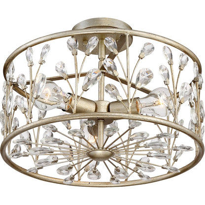 Quoizel 3 Light Meadow Lane Semi-Flush Mount, Vintage Gold