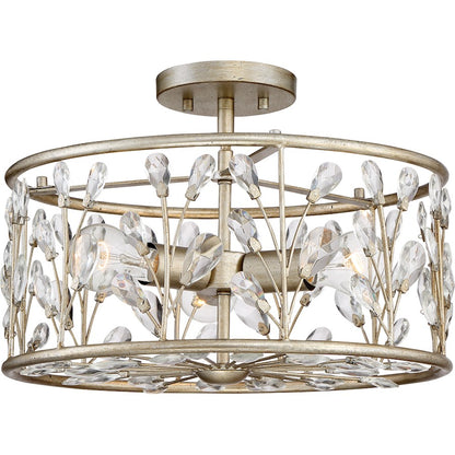 Quoizel 3 Light Meadow Lane Semi-Flush Mount, Vintage Gold
