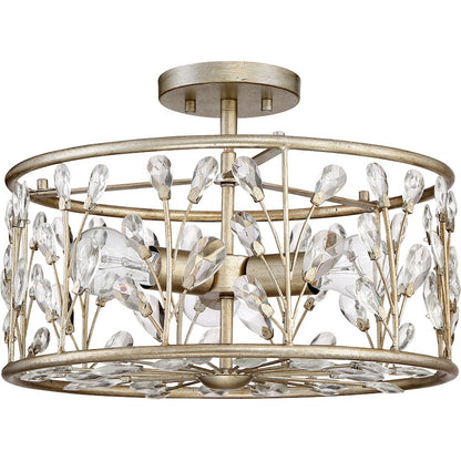 Quoizel 3 Light Meadow Lane Semi-Flush Mount, Vintage Gold