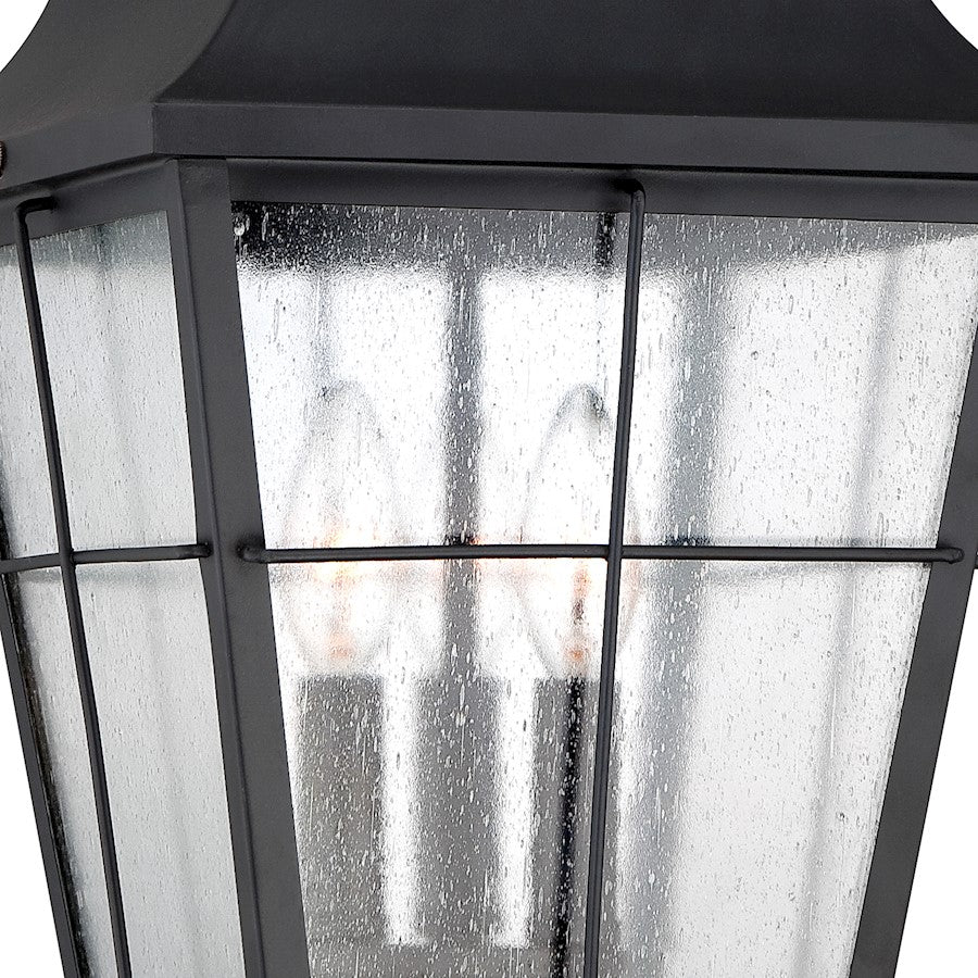 Quoizel Millhouse 19in 3-Light Outdoor Lantern | Traditional Mystic Black and Clear Seedy Glass | Front Porch & Entryway | Model MHE1910K