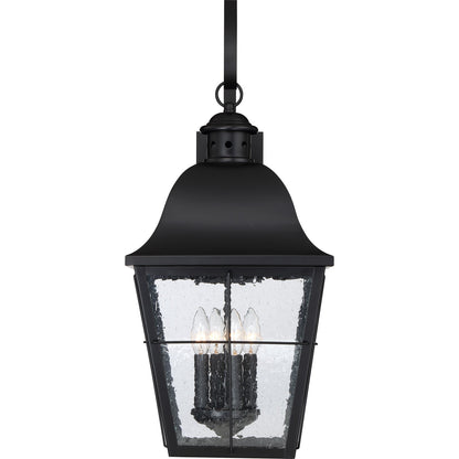 Quoizel Millhouse 13in 4-Light Outdoor Lantern | Traditional Mystic Black and Clear Seedy Glass | Front Porch & Entryway | Model MHE8412K