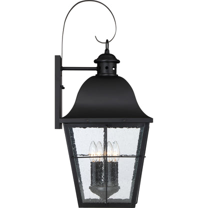 Quoizel Millhouse 13in 4-Light Outdoor Lantern | Traditional Mystic Black and Clear Seedy Glass | Front Porch & Entryway | Model MHE8412K