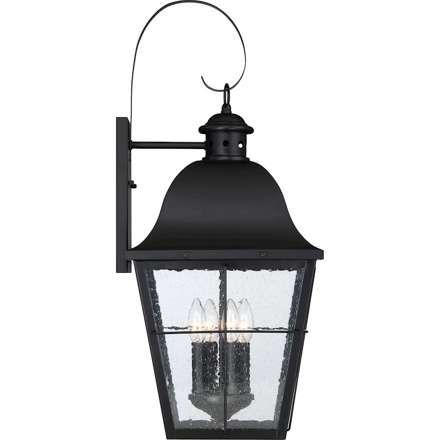 Quoizel Millhouse 13in 4-Light Outdoor Lantern | Traditional Mystic Black and Clear Seedy Glass | Front Porch & Entryway | Model MHE8412K