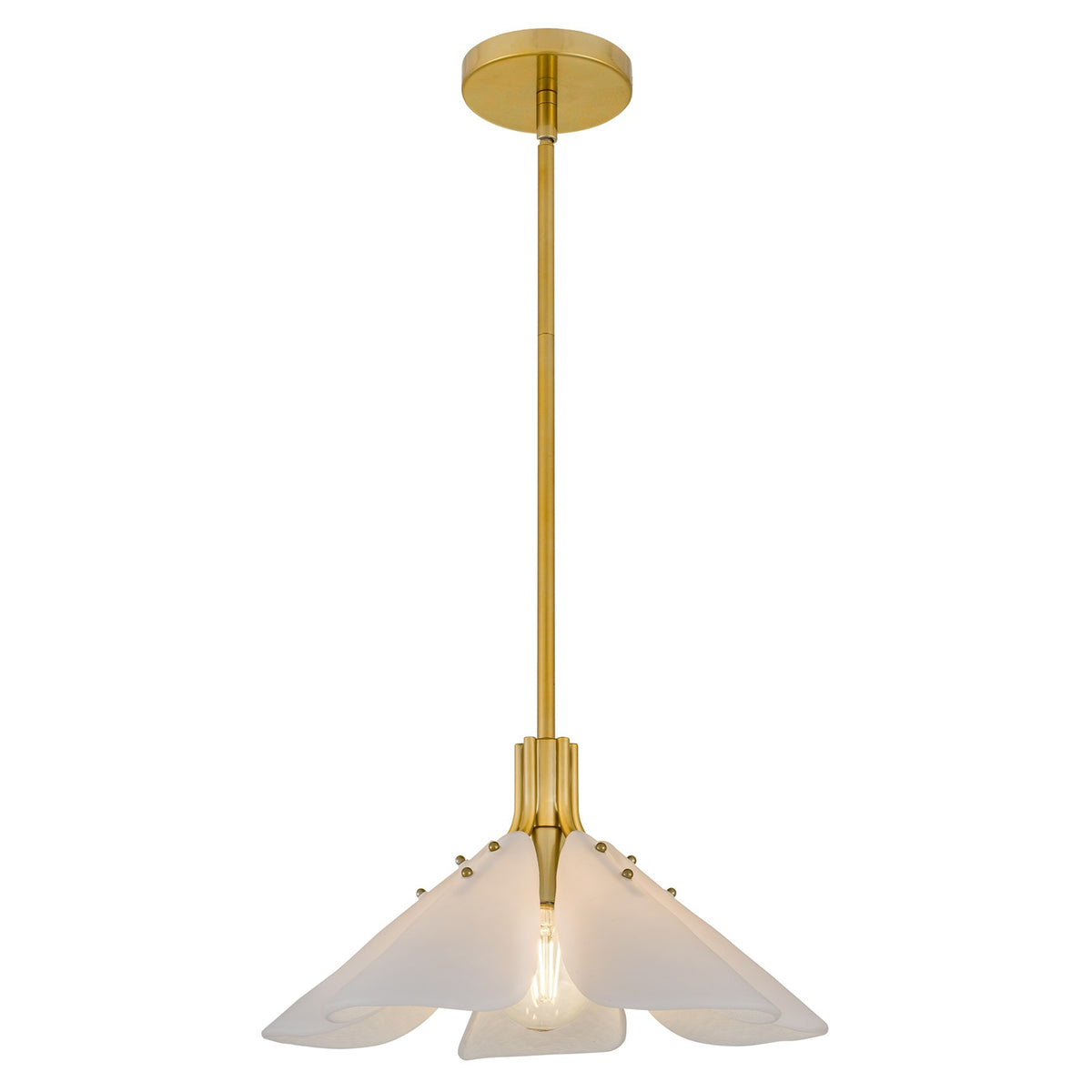 Quoizel Milton 17.5in 1-Light Pendant | Modern Light Gold and Etched White Glass | Kitchen & Dining Room | 17.5 x 17.5 x 9.75 in | Model MILT1817LG