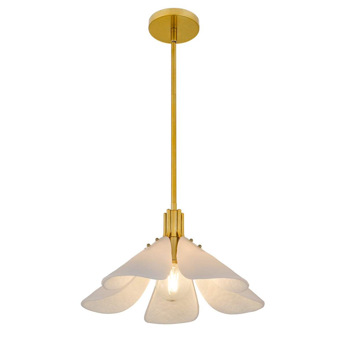 Quoizel Milton 17.5in 1-Light Pendant | Modern Light Gold and Etched White Glass | Kitchen & Dining Room | 17.5 x 17.5 x 9.75 in | Model MILT1817LG