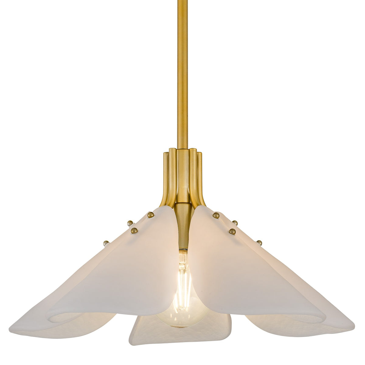 Quoizel Milton 17.5in 1-Light Pendant | Modern Light Gold and Etched White Glass | Kitchen & Dining Room | 17.5 x 17.5 x 9.75 in | Model MILT1817LG