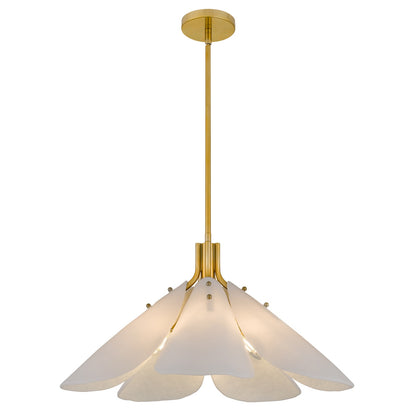 Quoizel Milton 25.25in 5-Light Pendant | Modern Light Gold and Etched White Glass | Dining Room & Foyer | 25.25 x 25.25 x 14 in | Model MILT2825LG