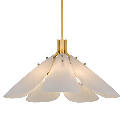 Quoizel Milton 25.25in 5-Light Pendant | Modern Light Gold and Etched White Glass | Dining Room & Foyer | 25.25 x 25.25 x 14 in | Model MILT2825LG