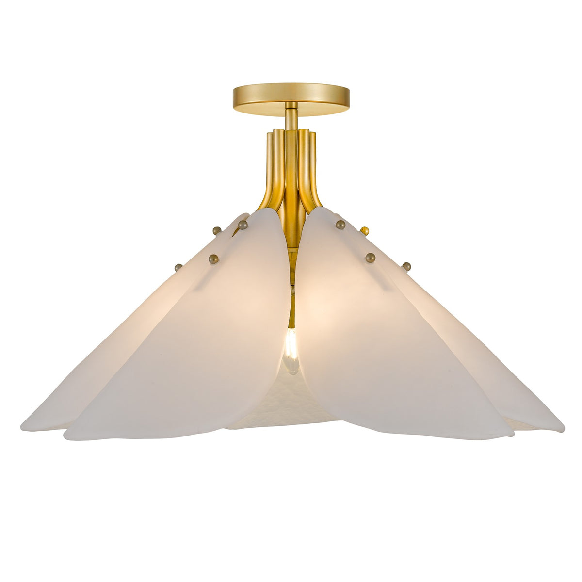 Quoizel Milton 25.25in 5-Light Pendant | Modern Light Gold and Etched White Glass | Dining Room & Foyer | 25.25 x 25.25 x 14 in | Model MILT2825LG
