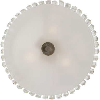Quoizel Mirage 15.25in 3-Light Semi-Flush Mount | Glam Vintage Gold and Clear Crystal Glass | Bedroom & Hallway | Model MIR1715VG