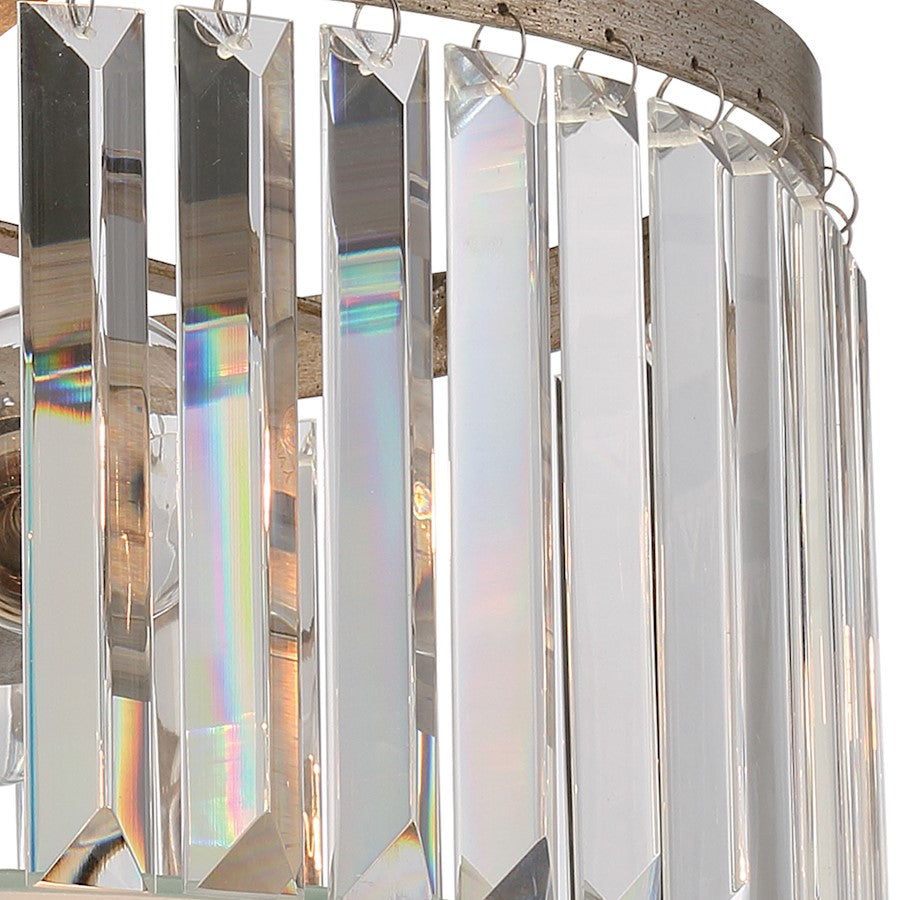 Quoizel Mirage 15.25in 3-Light Semi-Flush Mount | Glam Vintage Gold and Clear Crystal Glass | Bedroom & Hallway | Model MIR1715VG