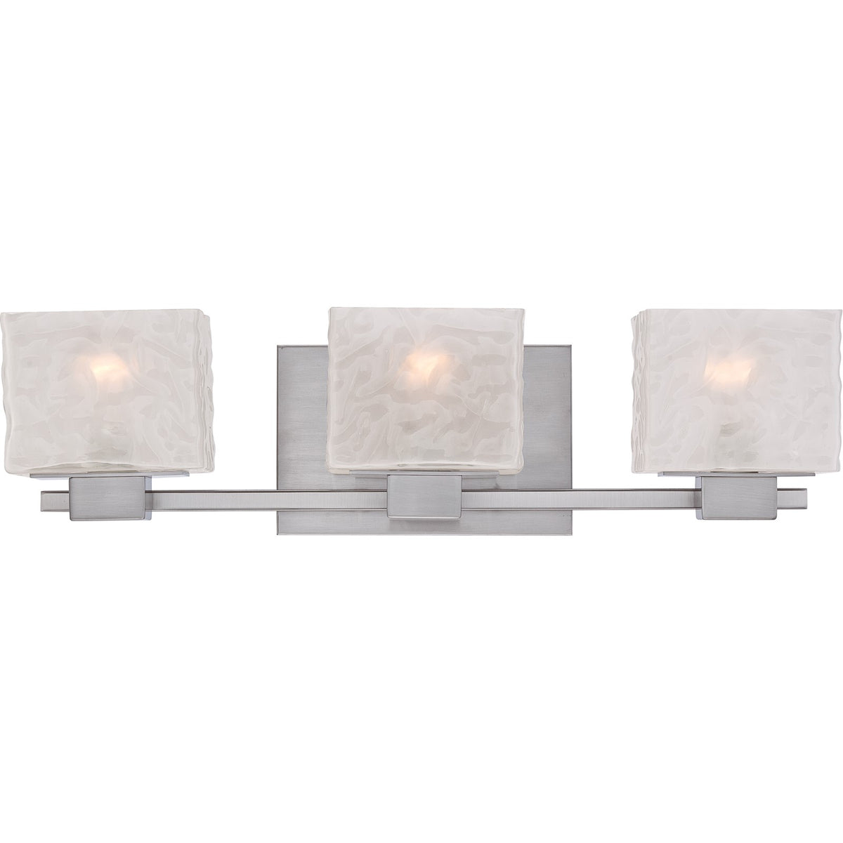 Quoizel Melody 24in 3-Light Vanity Light | Modern Brushed Nickel and White Textured Glass | Bathroom Vanity | 24 x 5.5 x 6.5 in | Model MLD8603BN