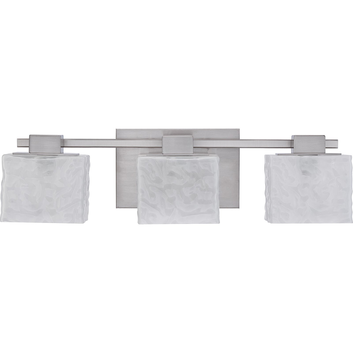 Quoizel Melody 24in 3-Light Vanity Light | Modern Brushed Nickel and White Textured Glass | Bathroom Vanity | 24 x 5.5 x 6.5 in | Model MLD8603BN