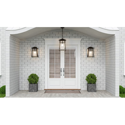 Quoizel Merle 1 Light 15" Outdoor Lantern, Burnished Bronze/Seeded