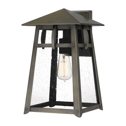 Quoizel Merle 1 Light 15" Outdoor Lantern, Burnished Bronze/Seeded