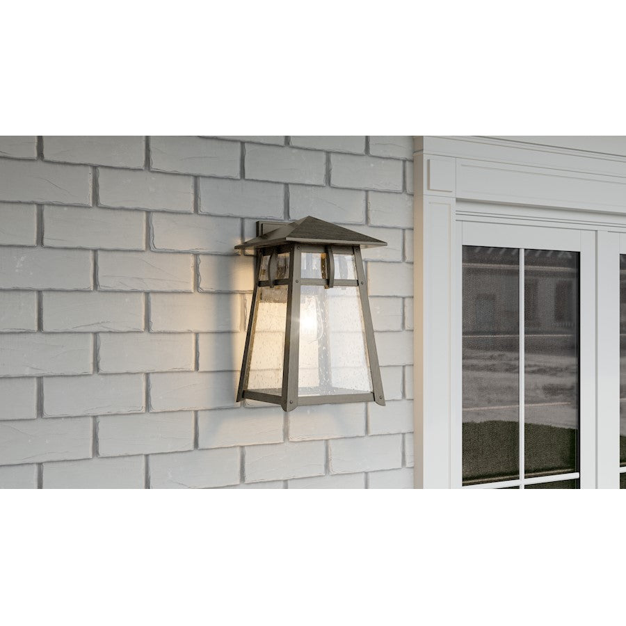 Quoizel Merle 1 Light 15" Outdoor Lantern, Burnished Bronze/Seeded