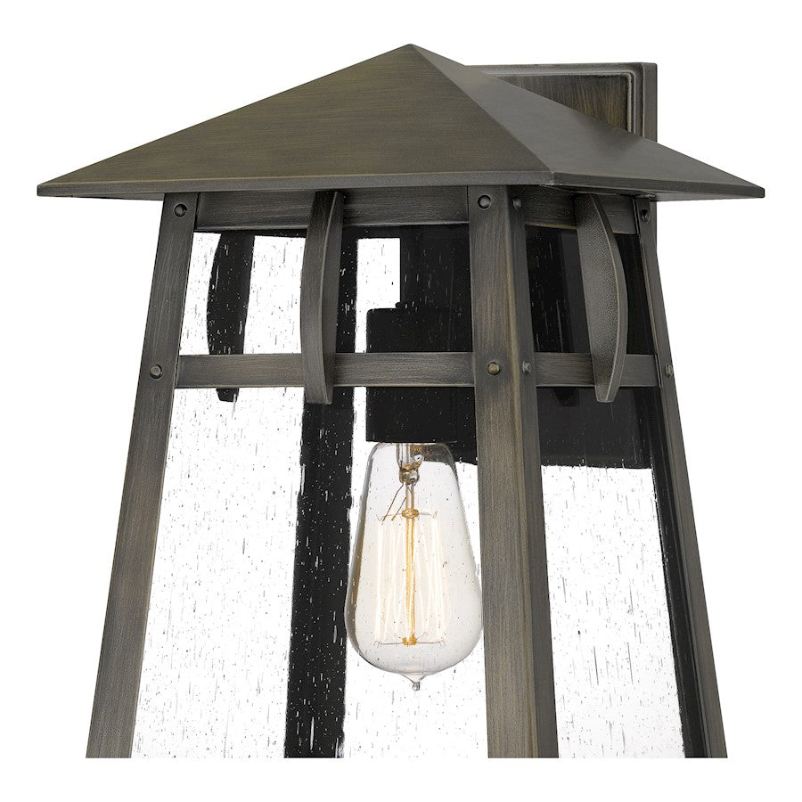 Quoizel Merle 1 Light 15" Outdoor Lantern, Burnished Bronze/Seeded