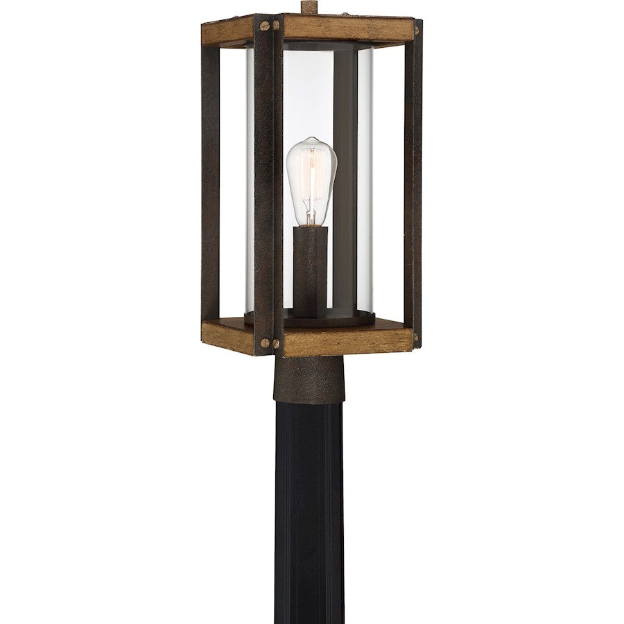 Quoizel Marion Square 1 Light Outdoor Post, Black/Clear