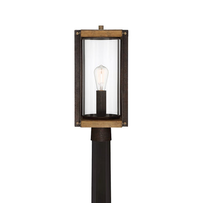 Quoizel Marion Square 1 Light Outdoor Post, Black/Clear