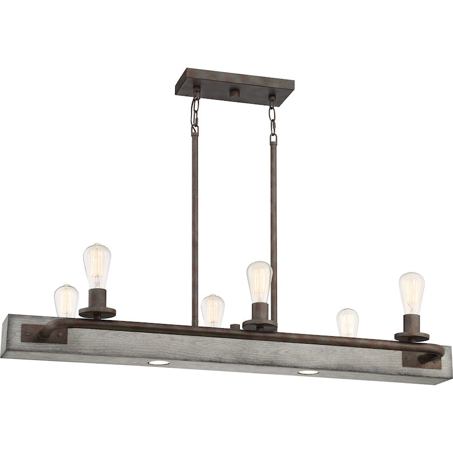 Quoizel Melville Linear 6 Light Chandelier, Iron Gate