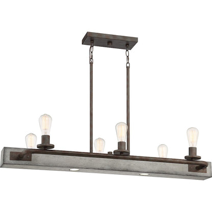 Quoizel Melville Linear 6 Light Chandelier, Iron Gate