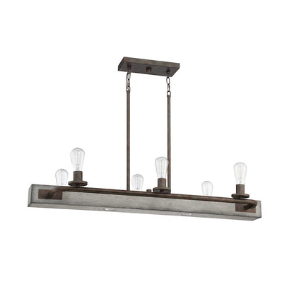 Quoizel Melville Linear 6 Light Chandelier, Iron Gate