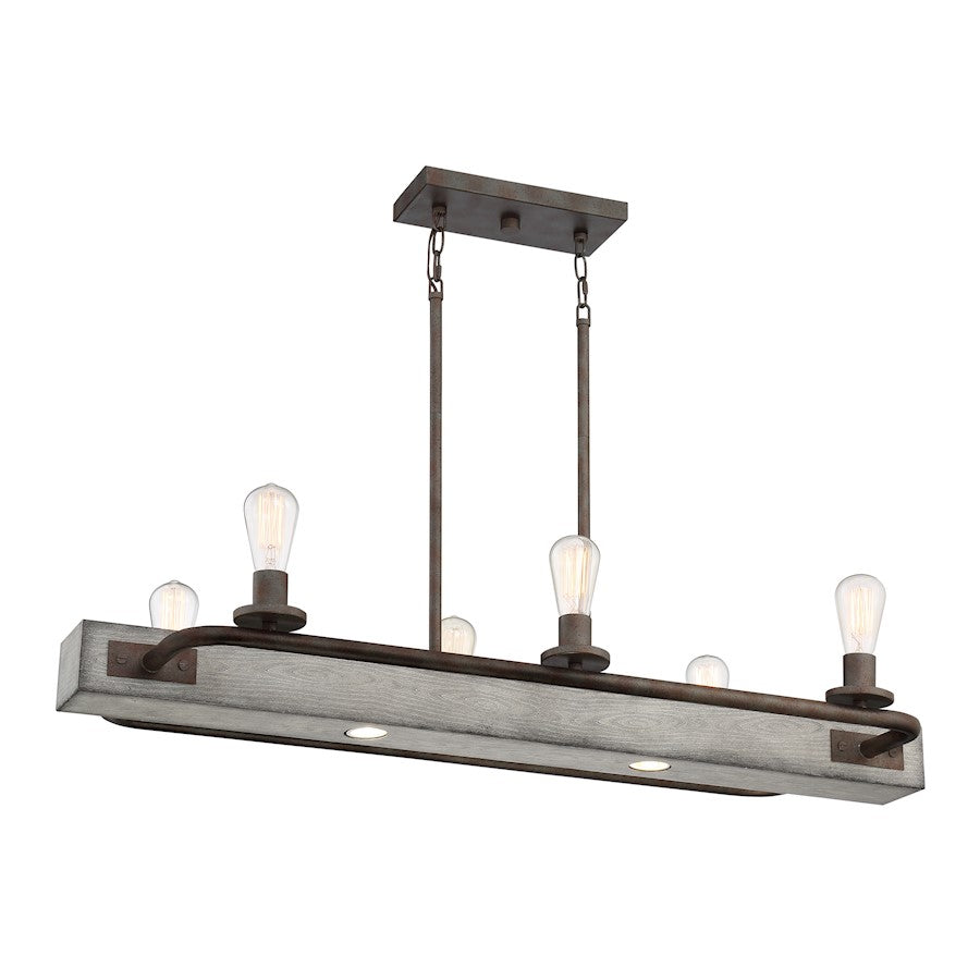 Quoizel Melville Linear 6 Light Chandelier, Iron Gate
