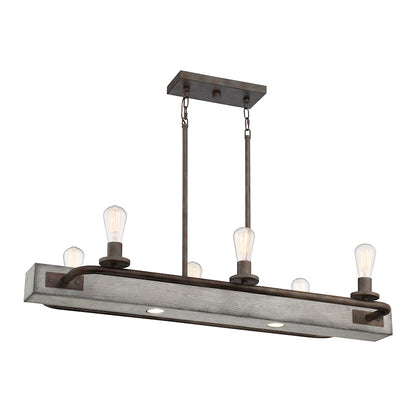 Quoizel Melville Linear 6 Light Chandelier, Iron Gate