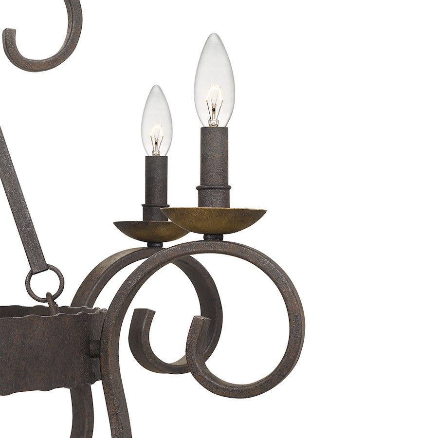Quoizel Noble 32in 9-Light Chandelier | Traditional Rustic Black Steel and Walnut Wood | Dining Room & Foyer | 32 x 32 x 36 in | Model NBE5009RK