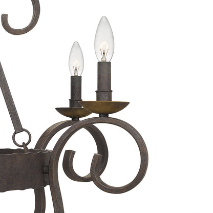 Quoizel Noble 32in 9-Light Chandelier | Traditional Rustic Black Steel and Walnut Wood | Dining Room & Foyer | 32 x 32 x 36 in | Model NBE5009RK