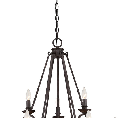 Quoizel Noble 32in 9-Light Chandelier | Traditional Rustic Black Steel and Walnut Wood | Dining Room & Foyer | 32 x 32 x 36 in | Model NBE5009RK