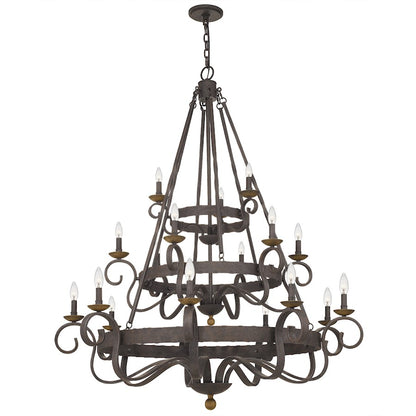 Quoizel Noble 18 Light Chandelier, Rustic Black