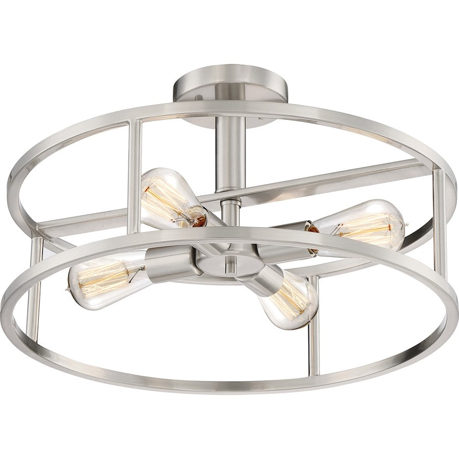 Quoizel New Harbor 4 Light Semi-Flush Mount, Brushed Nickel