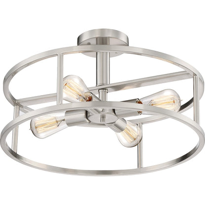 Quoizel New Harbor 4 Light Semi-Flush Mount, Brushed Nickel