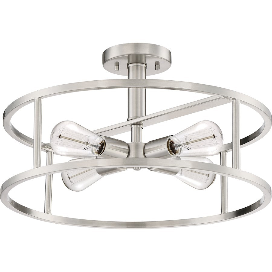 Quoizel New Harbor 4 Light Semi-Flush Mount, Brushed Nickel