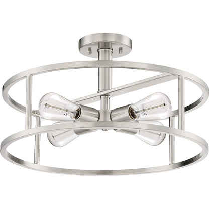Quoizel New Harbor 4 Light Semi-Flush Mount, Brushed Nickel